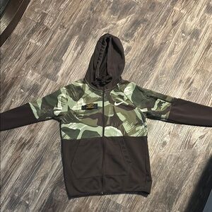 Nike Green and Brown Zip Up Sweater